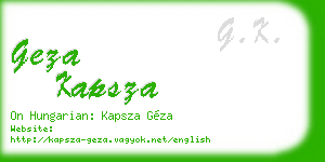 geza kapsza business card